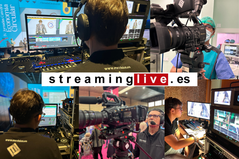 Retransmisión Profesional de Eventos en Directo | MS Visión Collage de retransmisiones en directo de eventos deportivos, corporativos y culturales realizadas por MS Visión.